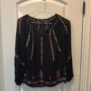 Embroidered Black Blouse